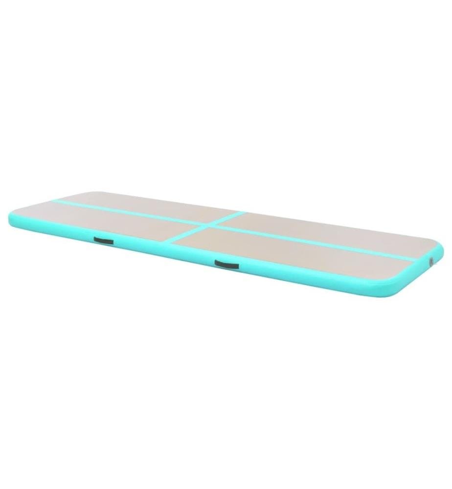 Aufblasbare Gymnastikmatte mit Pumpe 400x100x10 cm PVC Grün