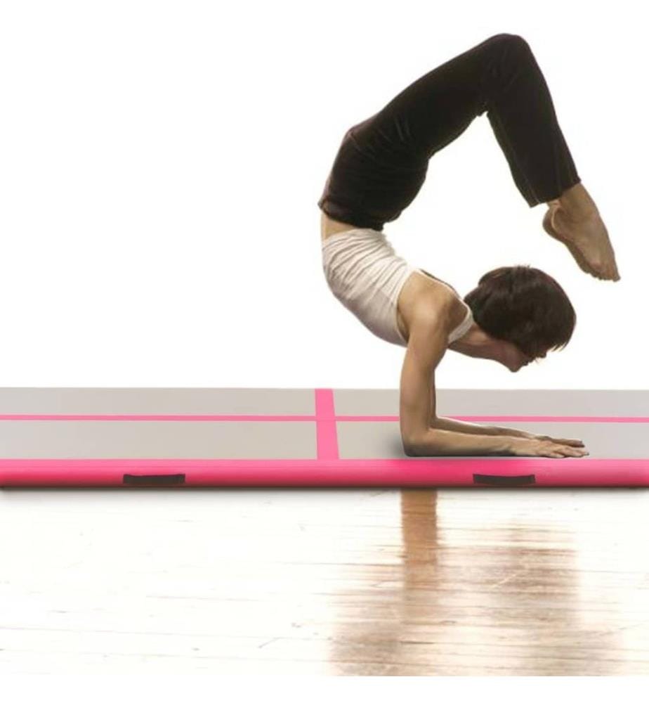 Aufblasbare Gymnastikmatte mit Pumpe 500x100x10 cm PVC Rosa