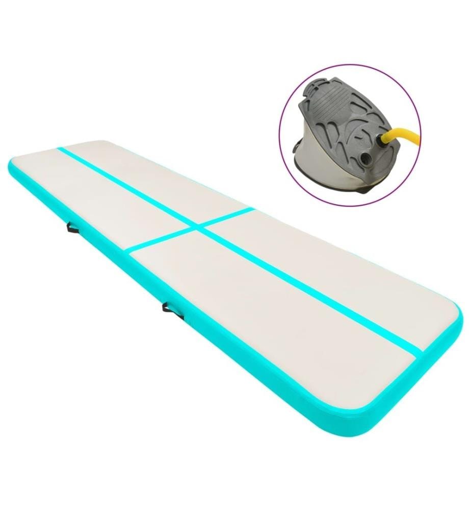 Aufblasbare Gymnastikmatte mit Pumpe 700x100x15 cm PVC Grün