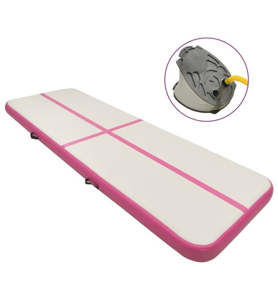 Aufblasbare Gymnastikmatte mit Pumpe 400x100x20 cm PVC Rosa