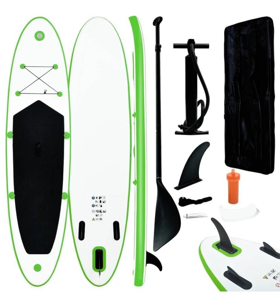 Aufblasbares Stand Up Paddle Board Set Grün und Weiss