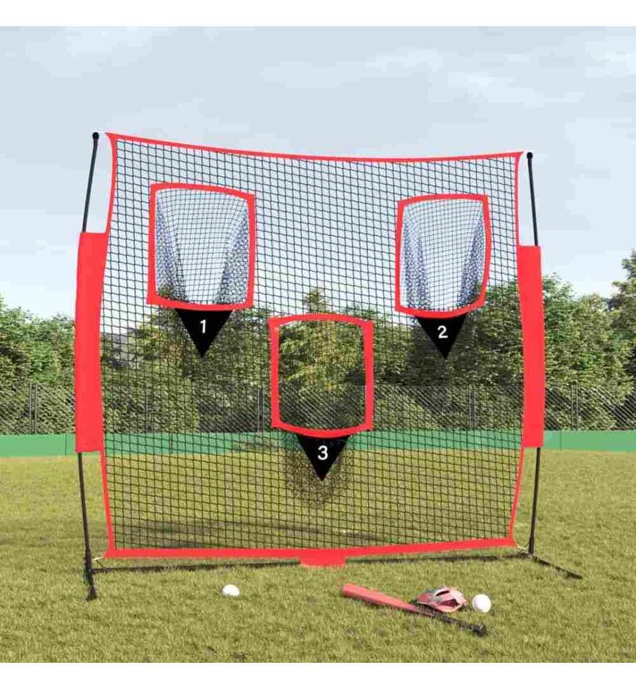 Baseball-Netz Tragbar Schwarz und Rot 183x105x183 cm Polyester