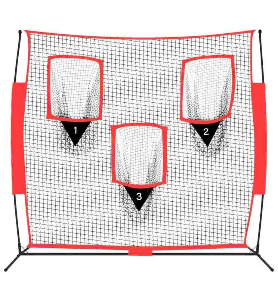 Baseball-Netz Tragbar Schwarz und Rot 183x105x183 cm Polyester