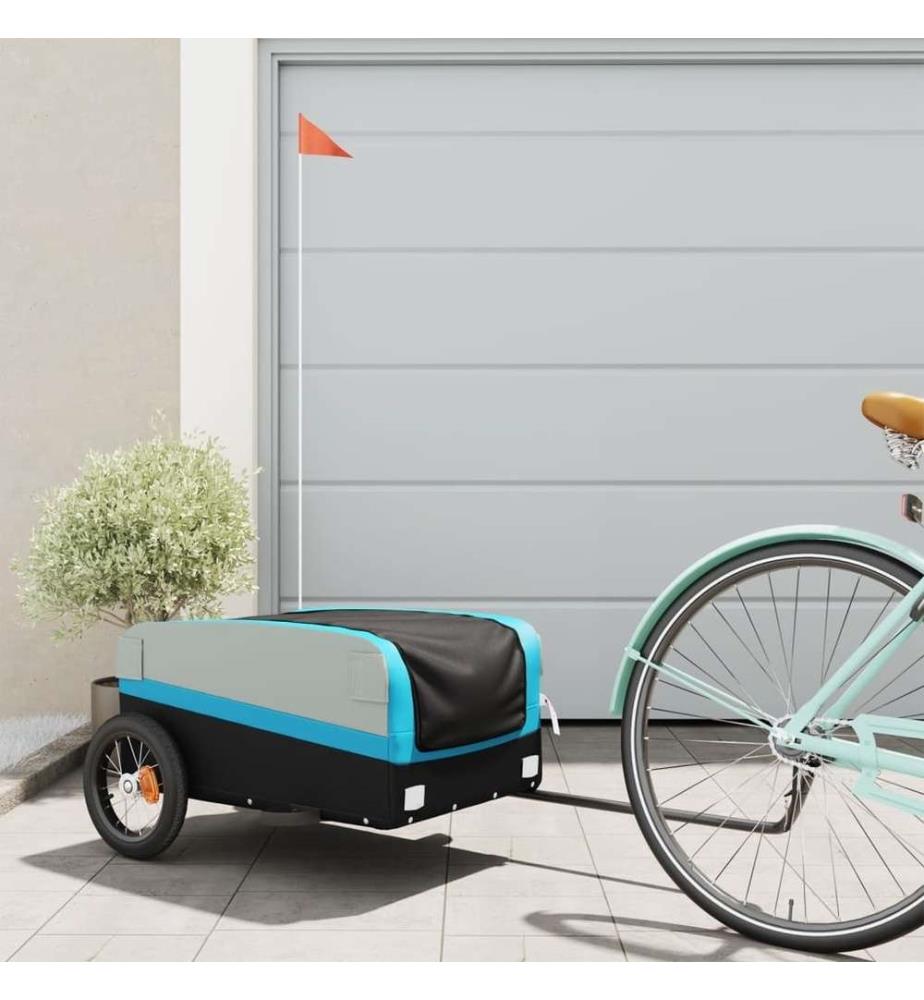 Fahrradanhänger Schwarz und Blau 30 kg Eisen