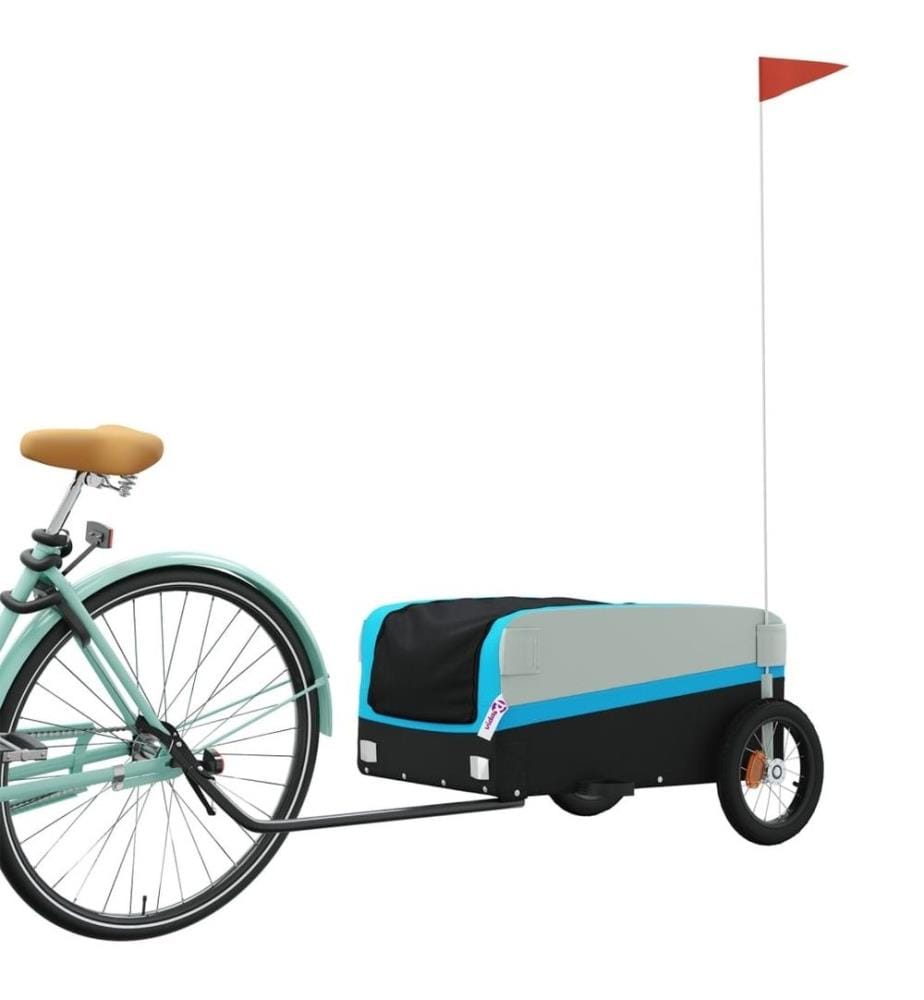 Fahrradanhänger Schwarz und Blau 30 kg Eisen