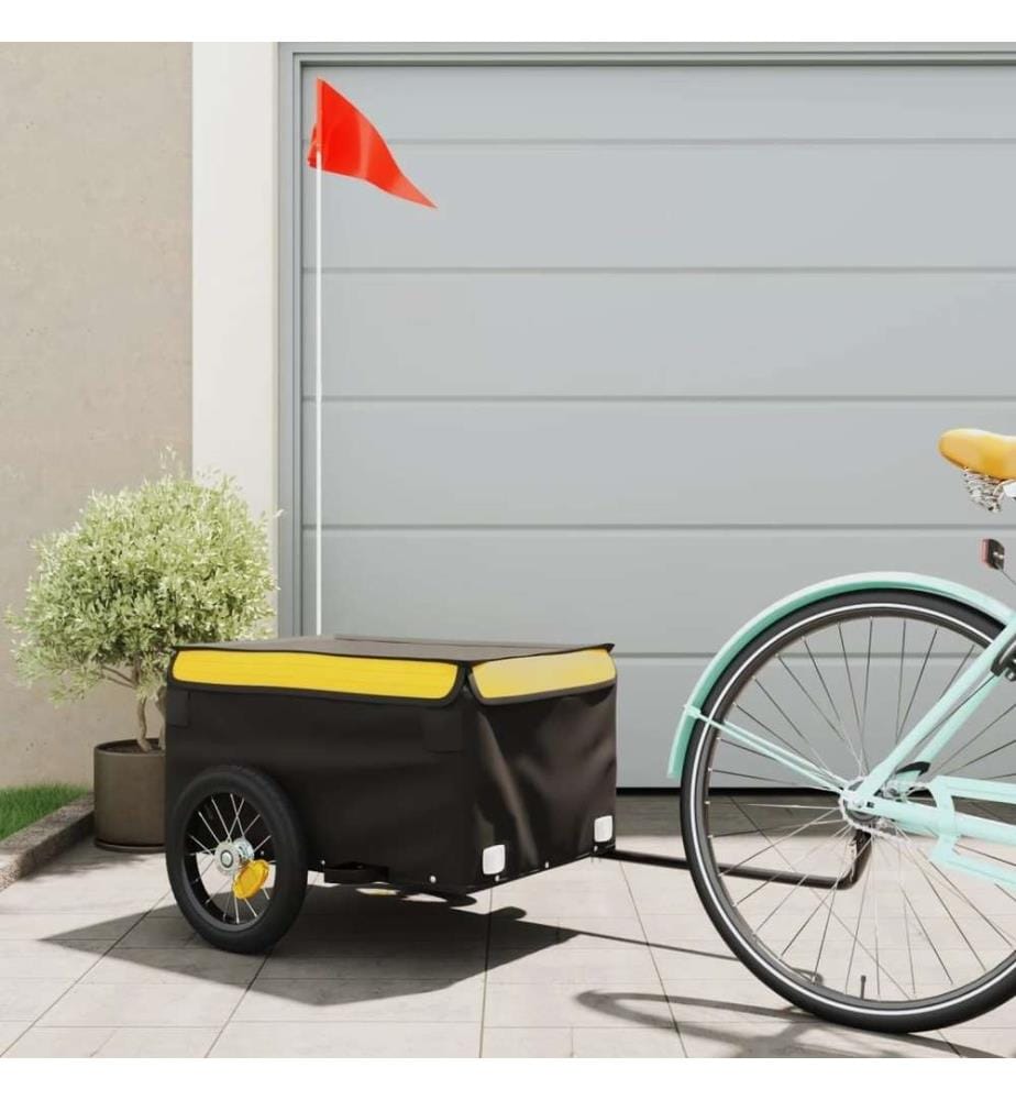 Remorque de vélo noir et jaune 30 kg fer