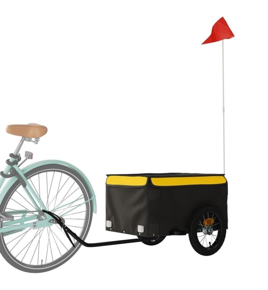 Remorque de vélo noir et jaune 30 kg fer