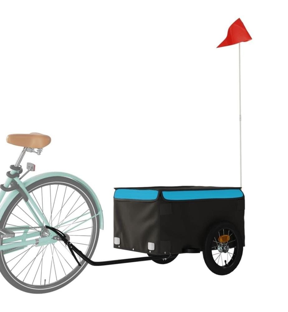 Fahrradanhänger Schwarz und Blau 30 kg Eisen