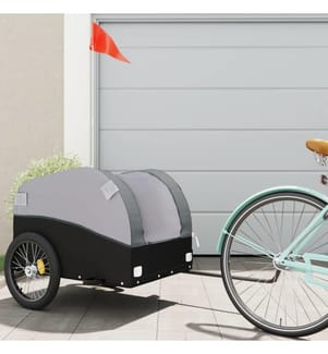 Fahrradanhänger Schwarz und Grau 45 kg Eisen