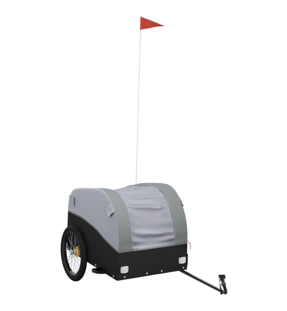 Fahrradanhänger Schwarz und Grau 45 kg Eisen