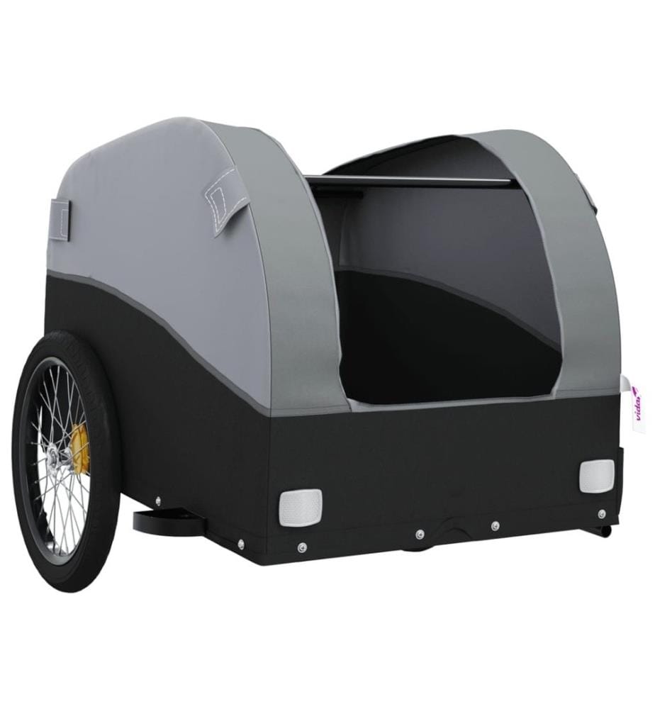 Fahrradanhänger Schwarz und Grau 45 kg Eisen