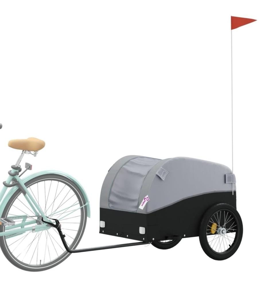 Fahrradanhänger Schwarz und Grau 45 kg Eisen