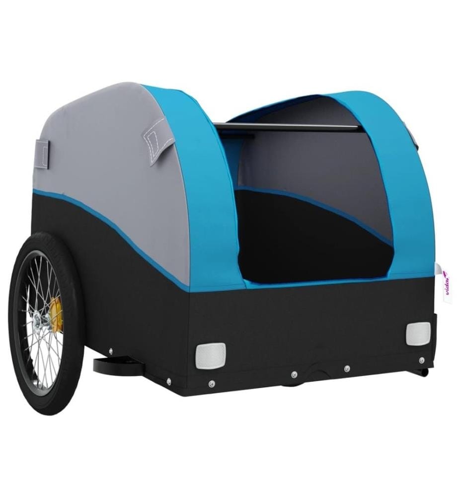 Fahrradanhänger Schwarz und Blau 45 kg Eisen