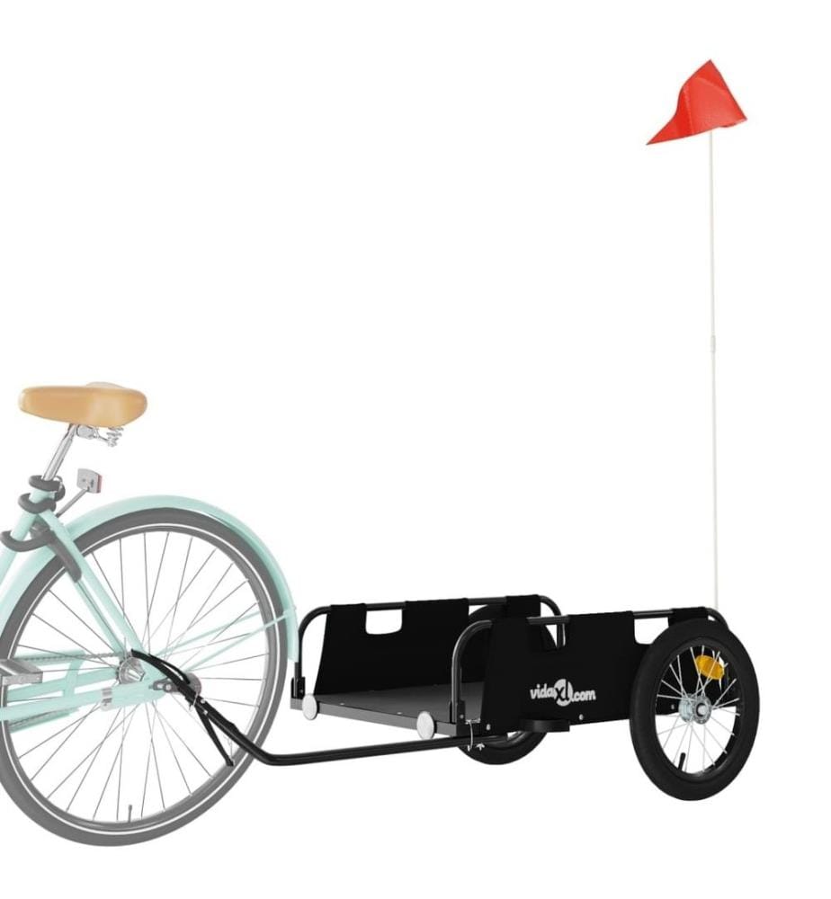 Remorque de vélo noir tissu oxford et fer