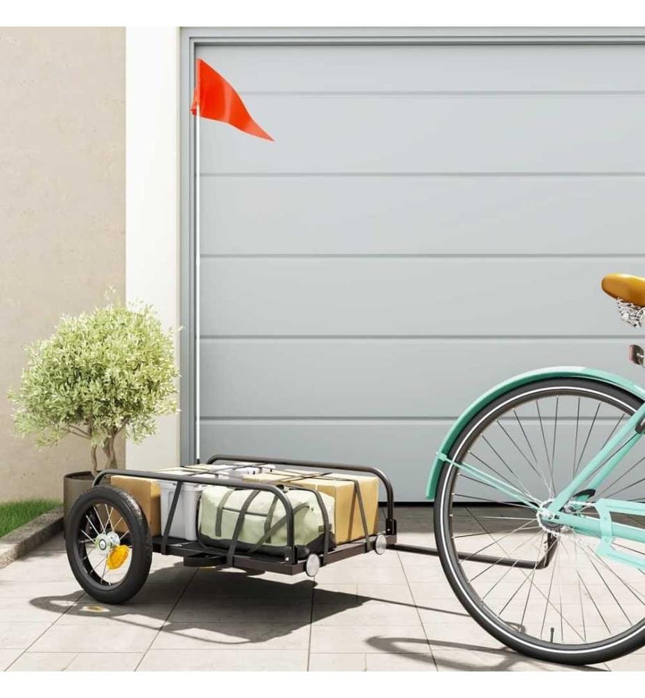 Fahrradanhänger Schwarz 122x53x31 cm Eisen