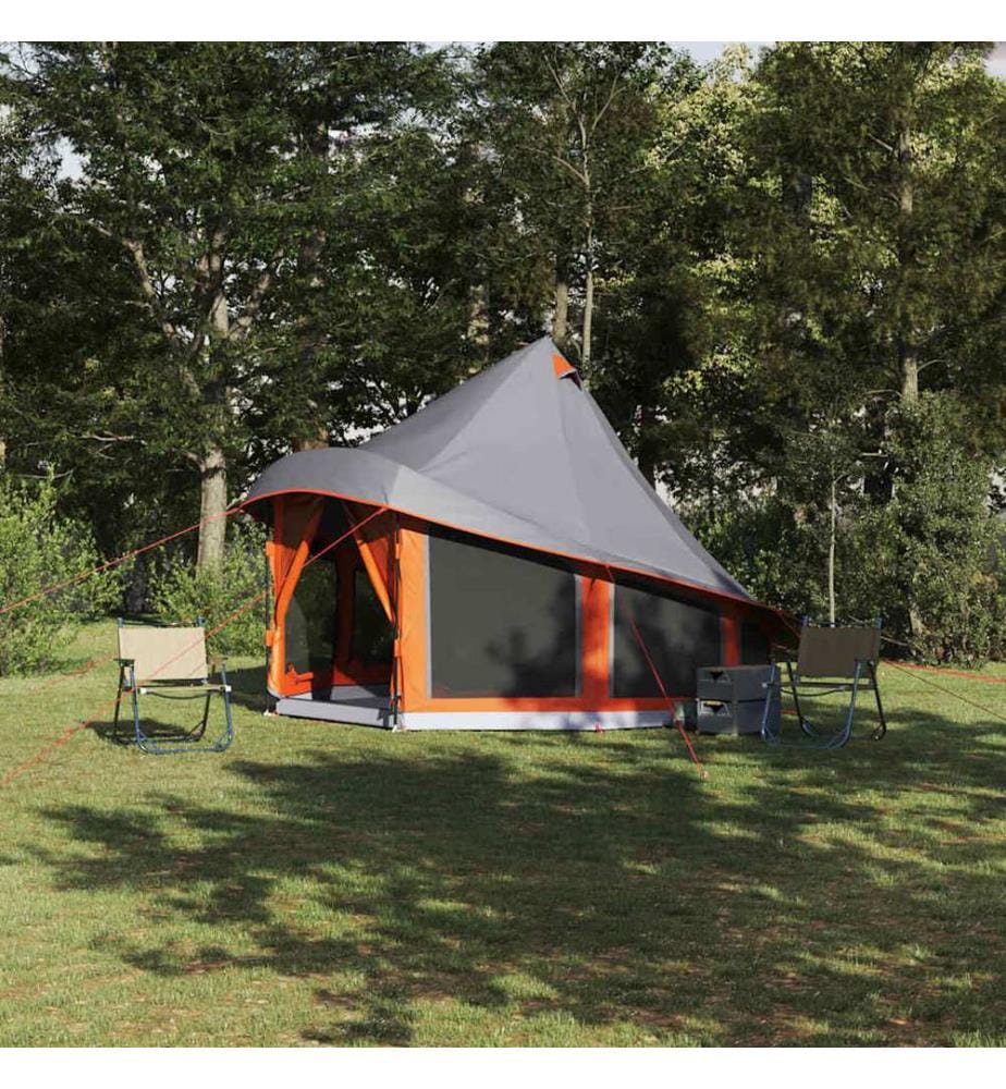 Tipi Zelt mit Dach Grau und Orange 404 x 370 x 270 cm Taft