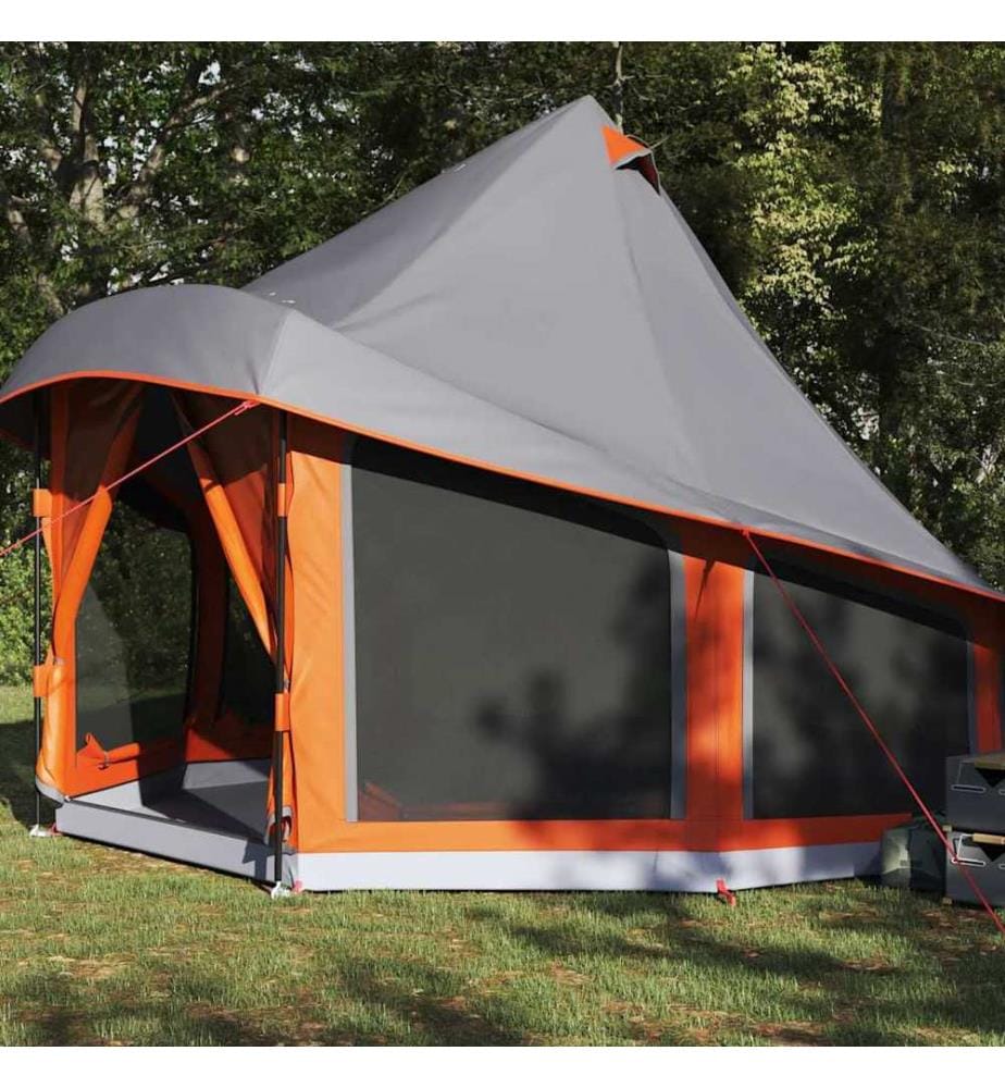 Tipi Zelt mit Dach Grau und Orange 404 x 370 x 270 cm Taft