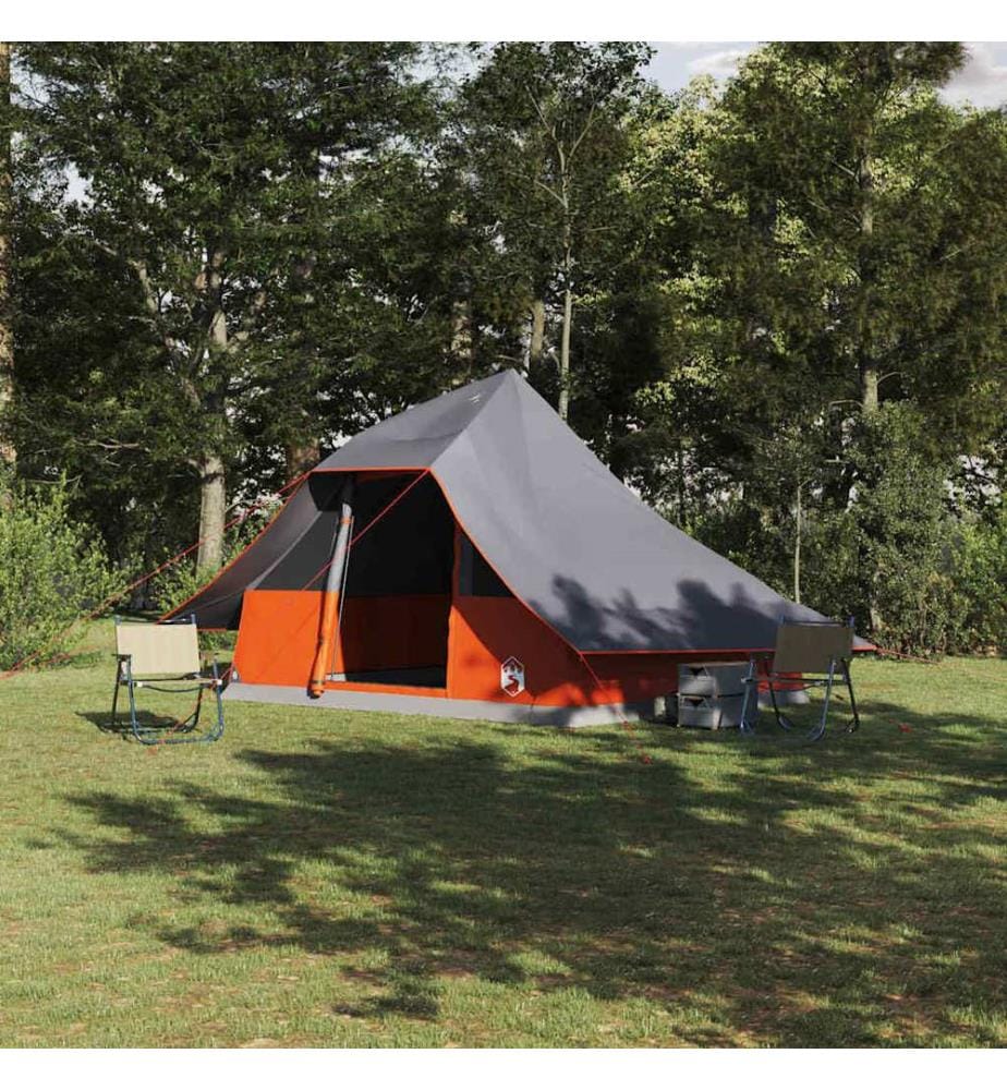 Tipi Zelt mit Dach Grau und Orange 364 x 281 x 257 cm Taft