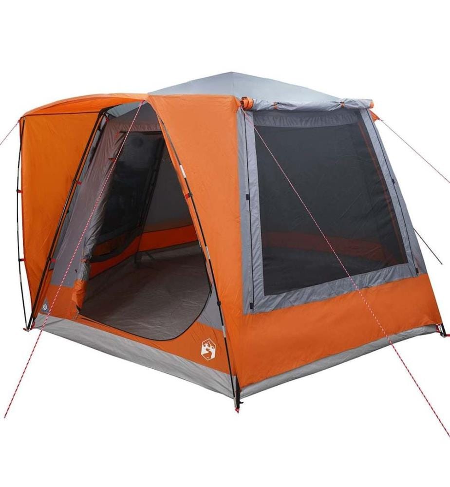 Campingzelt Hütte Grau und Orange 420 x 420 x 227 cm Polyester