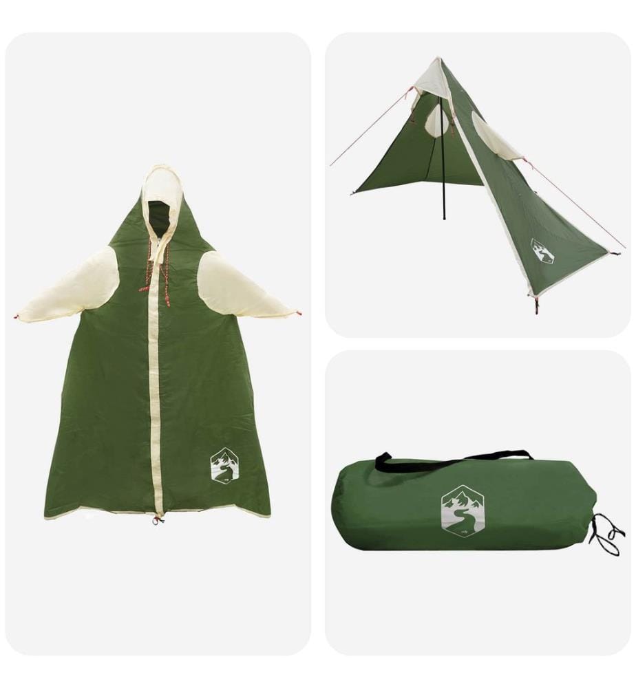 Poncho de pluie 2-en-1 avec capuche Vert 262 x 126 x 130 cm