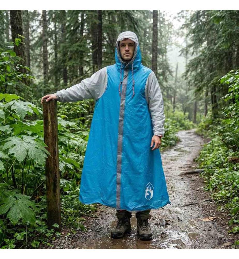 Poncho de pluie 2-en-1 avec capuche Bleu 262 x 126 x 130 cm