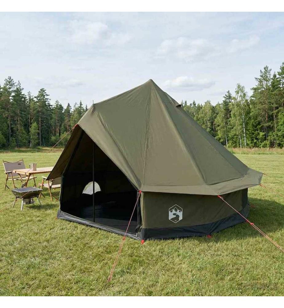 Tente familiale Vert armée 6 personnes Polycoton
