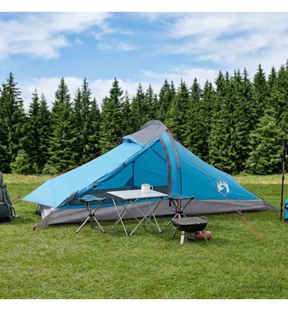 Trekkingzelt Blau 2-Personen 185T Polyester mit PU-Beschichtung