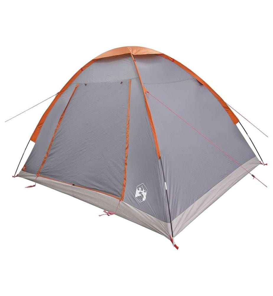 Tente de camping Gris et orange 4 personnes Polyester et Acier