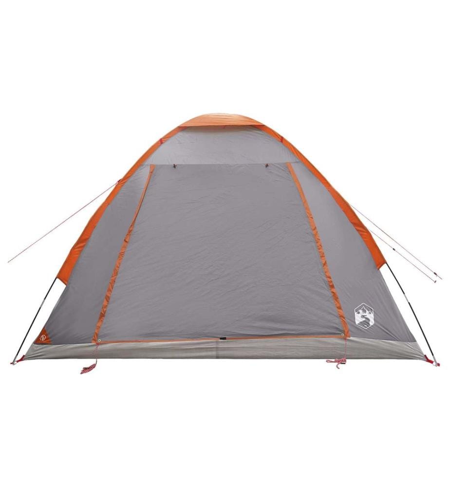 Tente de camping Gris et orange 4 personnes Polyester et Acier