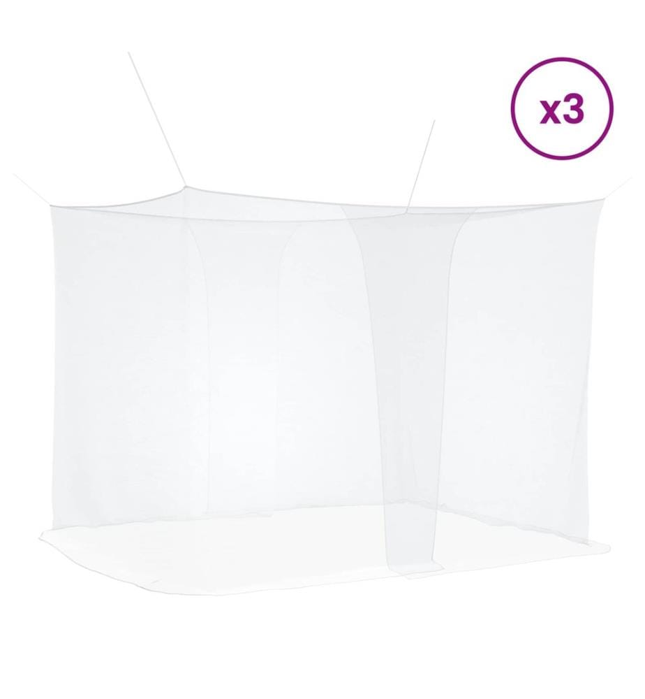 Filet anti-moustiques pour lit 156 mailles 3 pcs Blanc