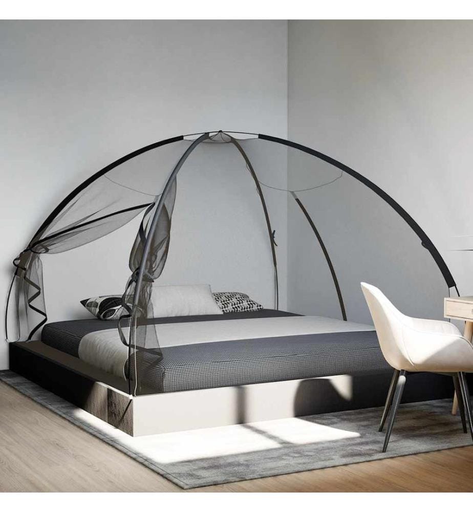 Moustiquaire mongole avec portes 220 maille noir 200x200x135 cm