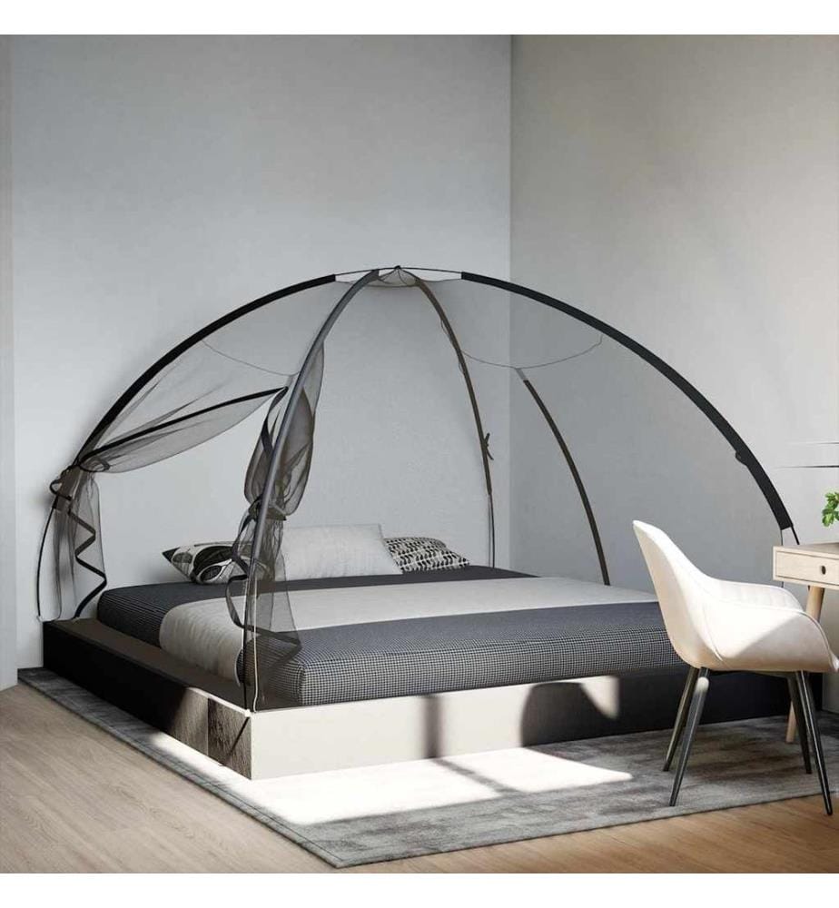 Moustiquaire mongole avec portes 220 maille noir 200x200x135 cm