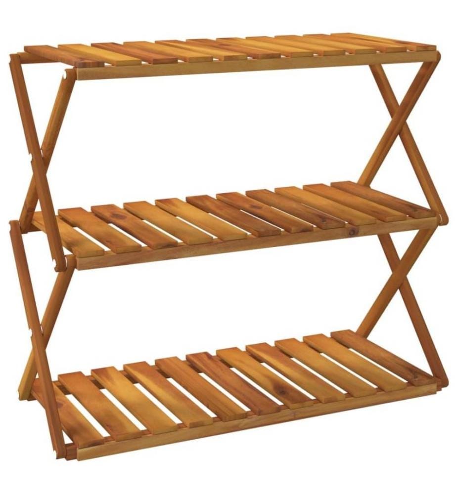 Klappregal 3 Böden Braun 70x31x63 cm Massivholz Akazie