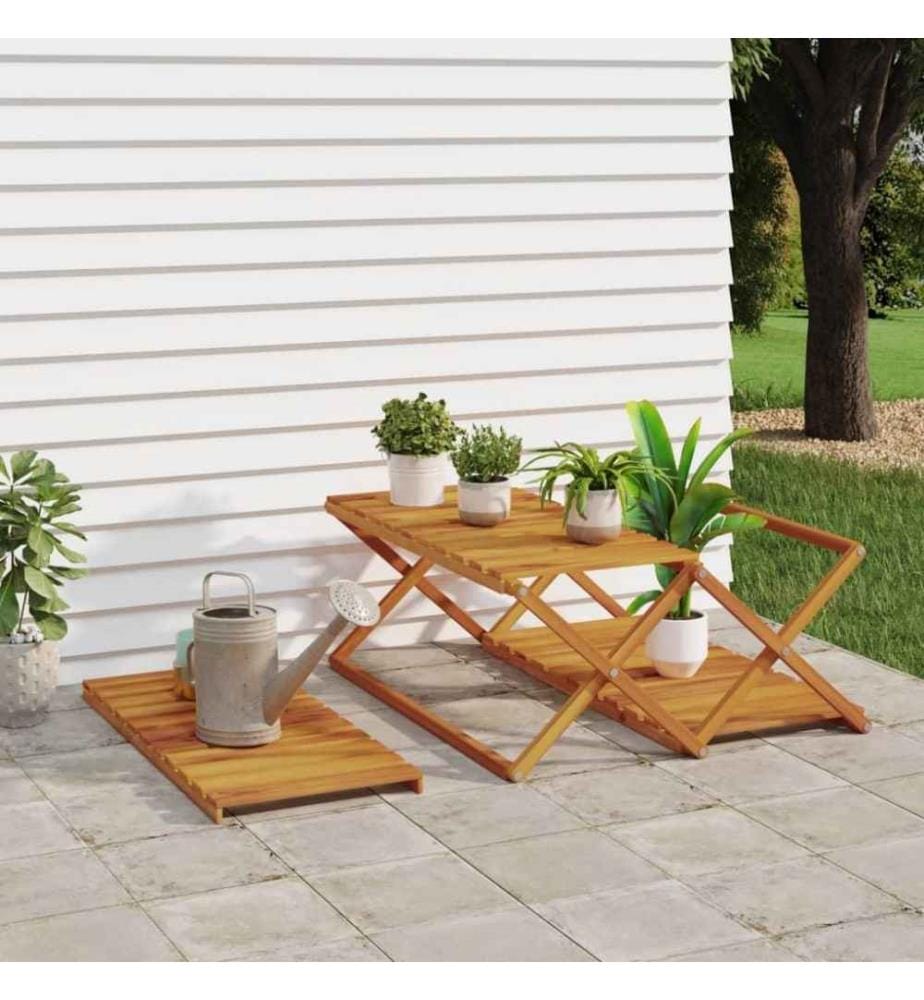 Klappregal 3 Böden Braun 70x31x63 cm Massivholz Akazie