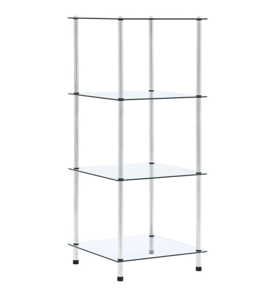 Regal mit 4 Ablagen Transparent 40x40x100 cm Hartglas