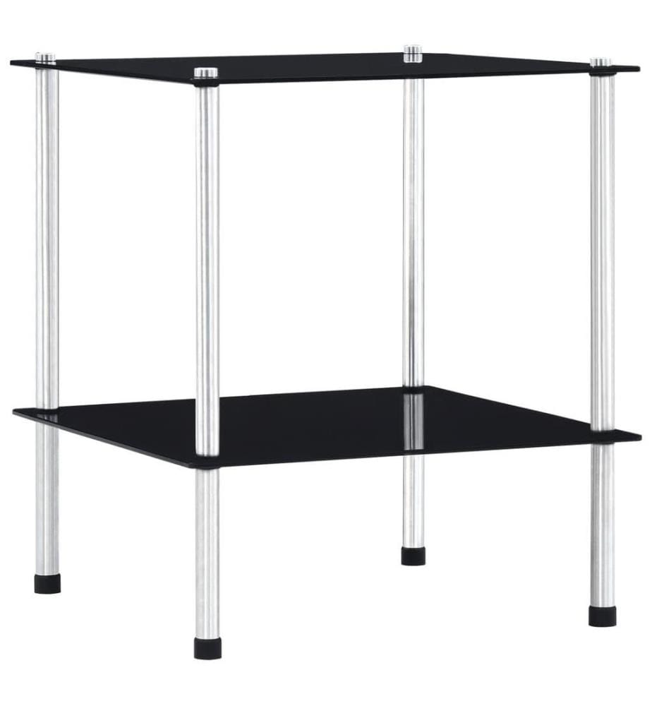 Regal mit 2 Ablagen Schwarz 40x40x47 cm Hartglas