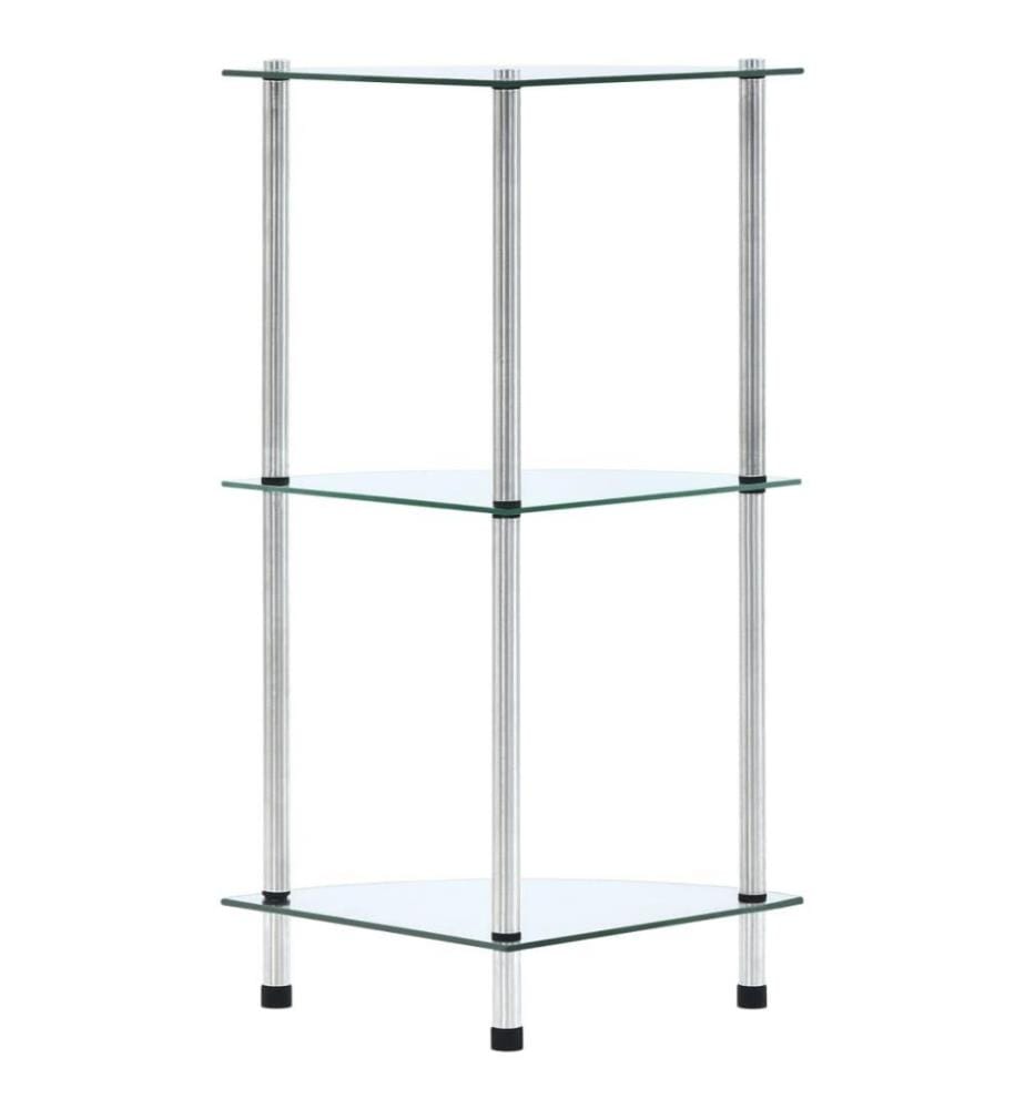 Regal mit 3 Ablagen Transparent 30x30x67 cm Hartglas