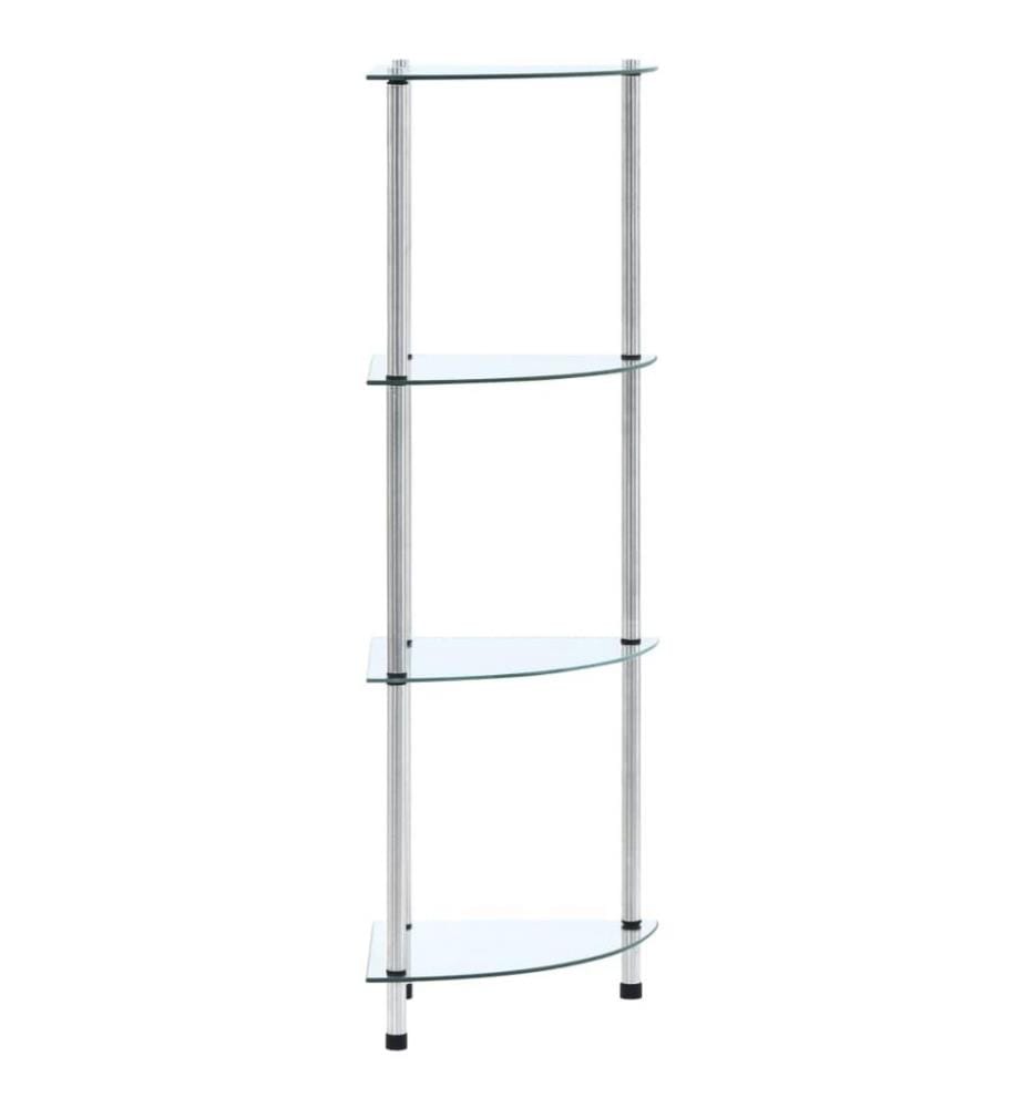 Regal mit 4 Ablagen Transparent 30x30x100 cm Hartglas