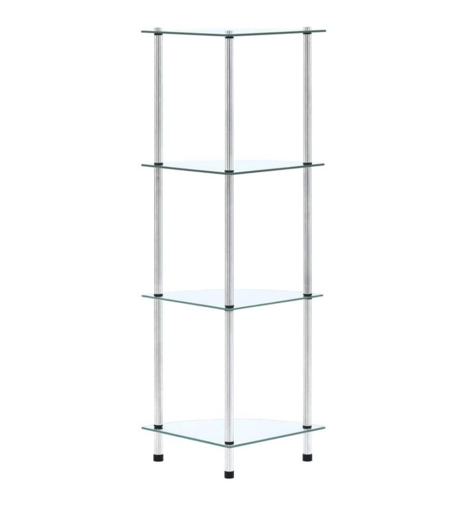 Regal mit 4 Ablagen Transparent 30x30x100 cm Hartglas