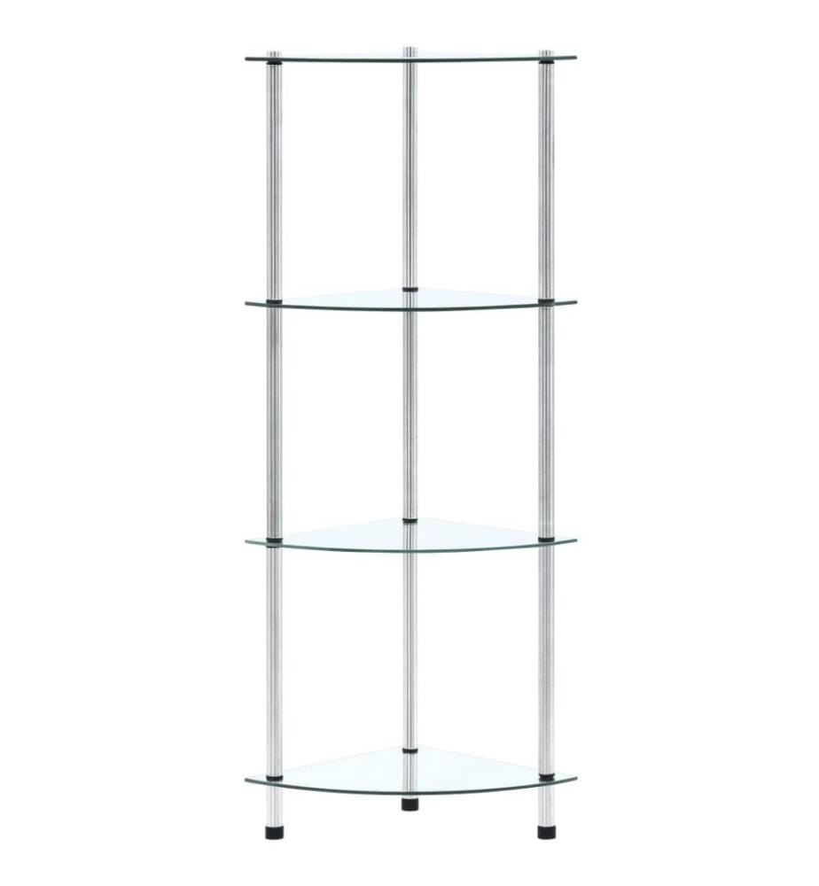 Regal mit 4 Ablagen Transparent 30x30x100 cm Hartglas