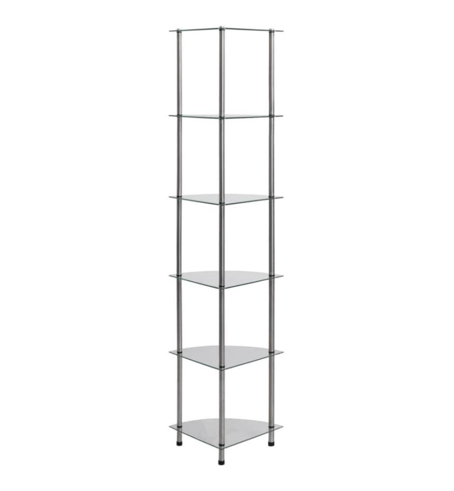 Étagère à 6 niveaux Transparent 30x30x160 cm Verre trempé