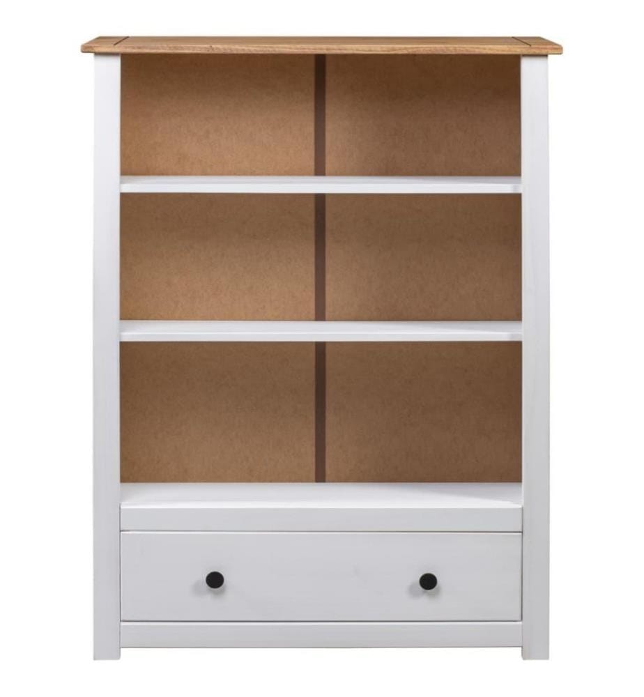 Bücherregal Weiss 80 x 35 x 110 cm Massivholz Panama-Kiefer