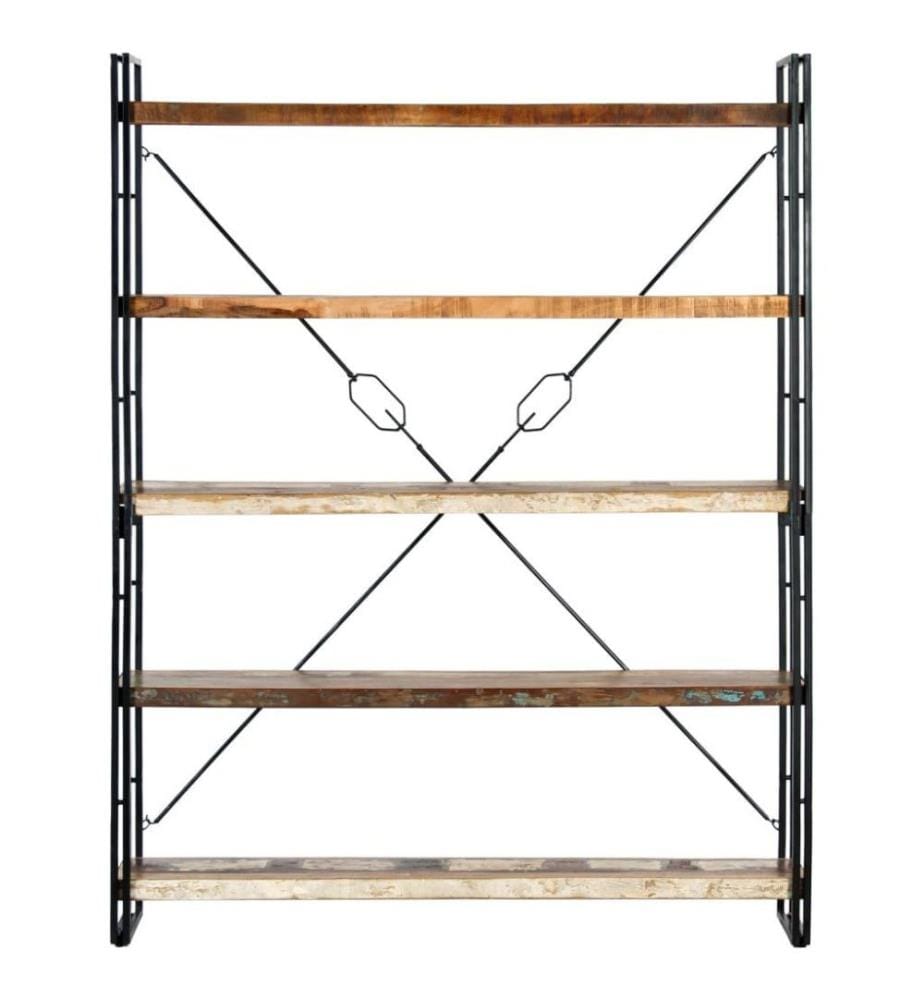 Bibliothèque 5 niveaux 140x30x180cm Bois solide de récupération
