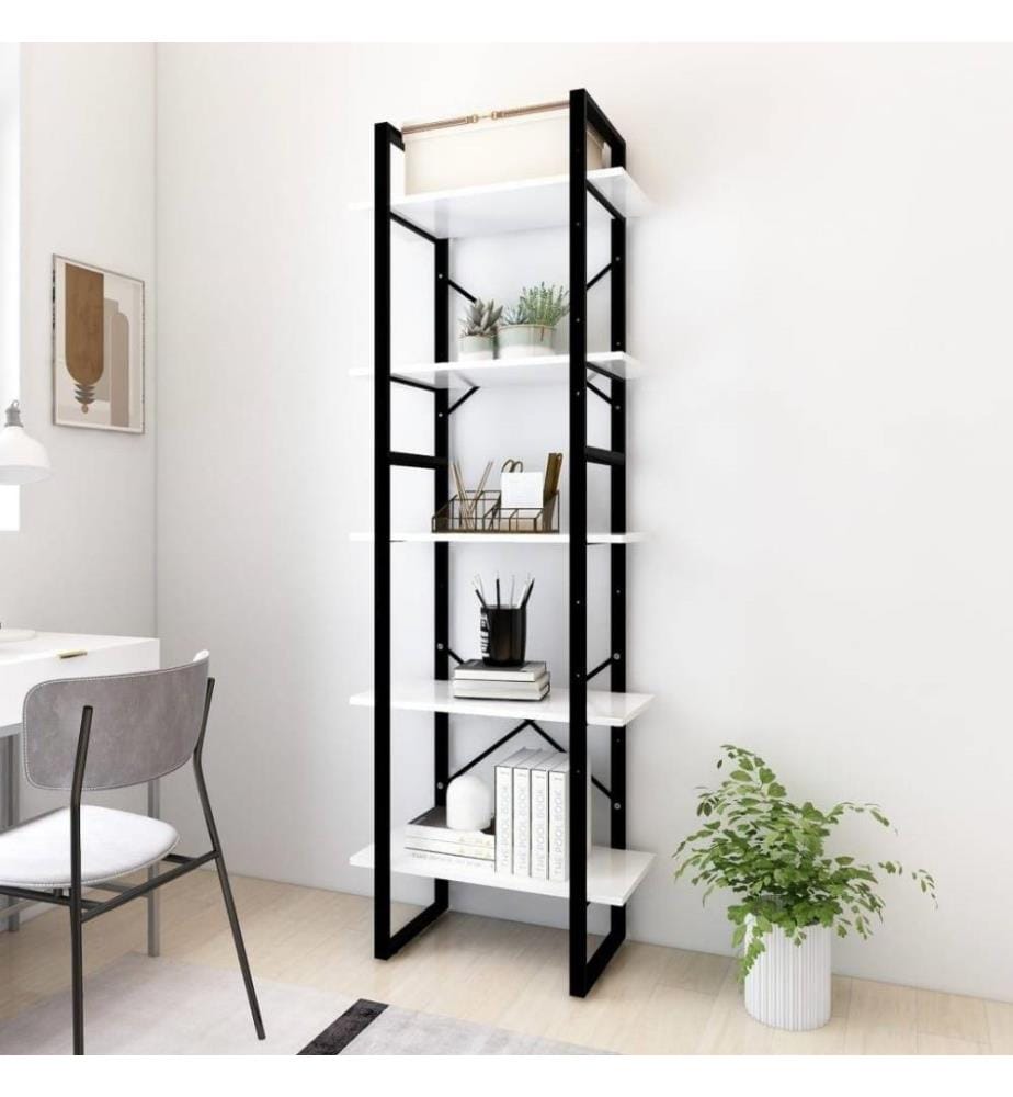 Bibliothèque à 5 niveaux Blanc 60x30x175 cm Aggloméré