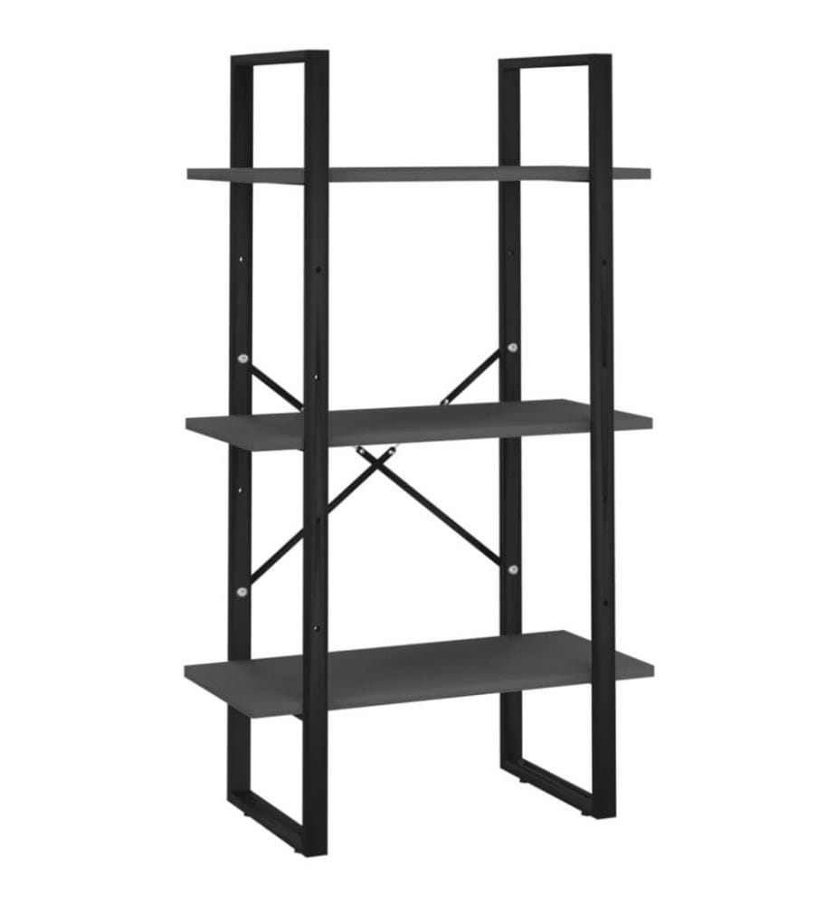 Bibliothèque à 5 niveaux Gris 60x30x175 cm Aggloméré