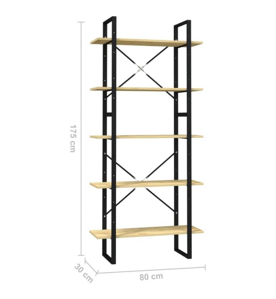 Bibliothèque à 5 niveaux 80x30x175 cm Bois de pin