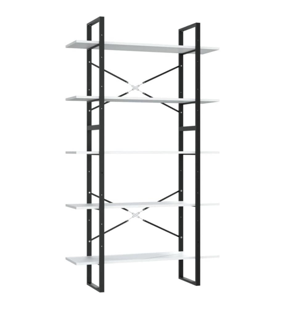 Bibliothèque à 5 niveaux Blanc 100x30x175 cm Aggloméré