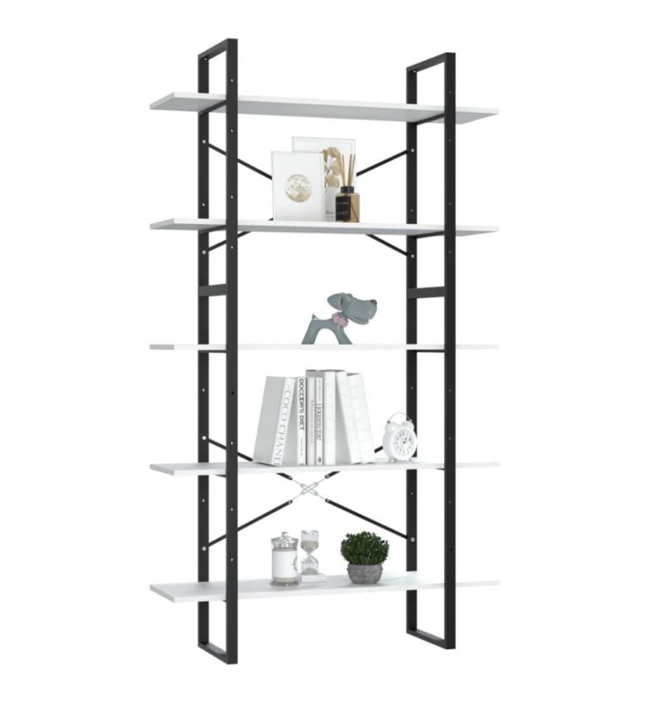 Bibliothèque à 5 niveaux Blanc 100x30x175 cm Aggloméré
