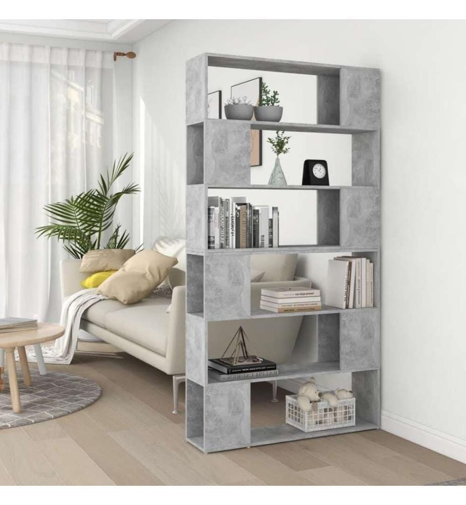 Bibliothèque/Séparateur de pièce Gris béton 100x24x188 cm