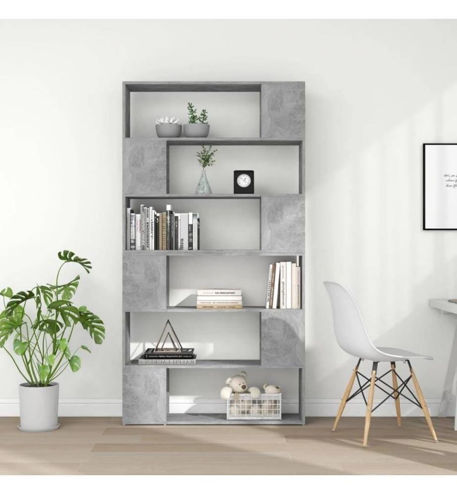 Bibliothèque/Séparateur de pièce Gris béton 100x24x188 cm